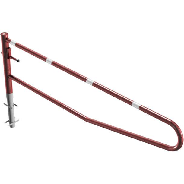Swiveling gates | for casting in concrete, hot-dip galvanized and red coated with white reflecting stripes | total width: 3000 mm | for padlock